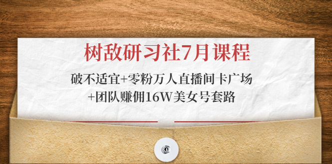 树敌研习社7月课程：破不适宜+零粉万人直播间卡广场+团队赚佣16W美女号套路-一课资源