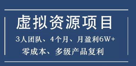 暴疯团队虚拟资源项目，3人团队，4个月，月盈利6W+，高客单价、多产品复利-一课资源