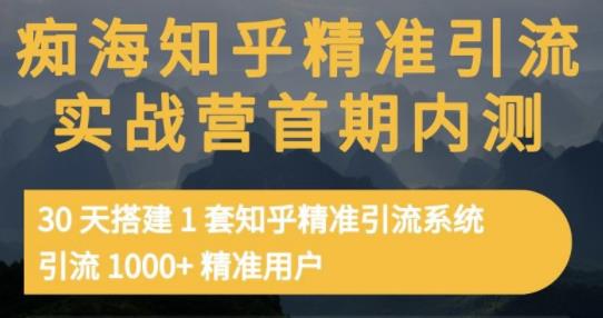 痴海知乎精准引流实战营1-2期，30天搭建1套知乎精准引流系统，引流1000+精准用户-一课资源