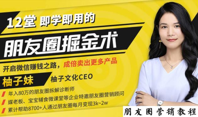 【营销必学】12堂学之即用的朋友圈掘金术：开启你的副业赚钱之路-一课资源