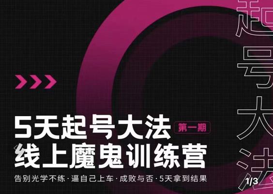 大播·五天起号魔鬼训练营，告别光学不练，逼自己上车，成败与否，5天拿到结果-一课资源