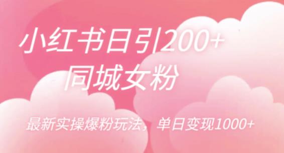 小红书日引200+同城女粉，最新实操爆粉玩法，单日变现1000+【揭秘】-一课资源