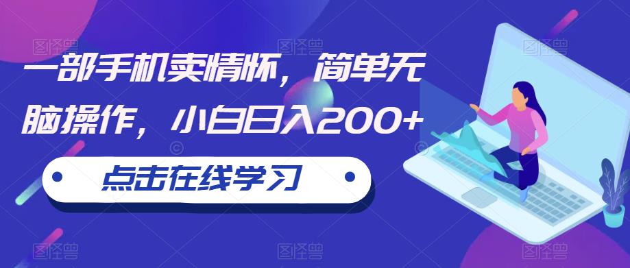 一部手机卖情怀，简单无脑操作，小白日入200+【揭秘】-一课资源