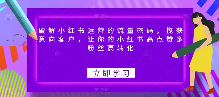 破解小红书运营的流量密码，揽获意向客户，让你的小红书高点赞多粉丝高转化-一课资源
