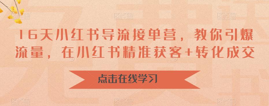 16天小红书导流接单营，教你引爆流量，在小红书精准获客+转化成交-一课资源