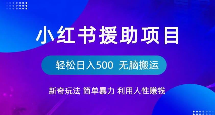 小红书援助项目新奇玩法，简单暴力，无脑搬运轻松日入500【揭秘】-一课资源