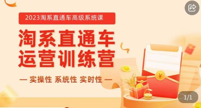 冠东·2023淘系直通车高级系统课，​实操性，系统性，实时性，直通车完整体系教学-一课资源