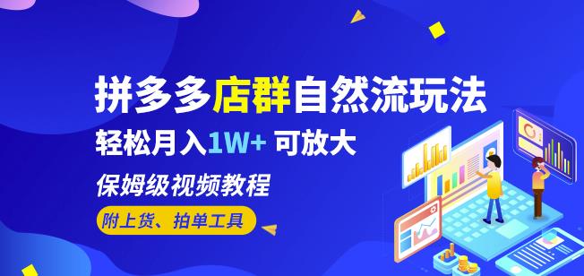 拼多多店群自然流玩法，轻松月入1W+保姆级视频教程（附上货、拍单工具）-一课资源