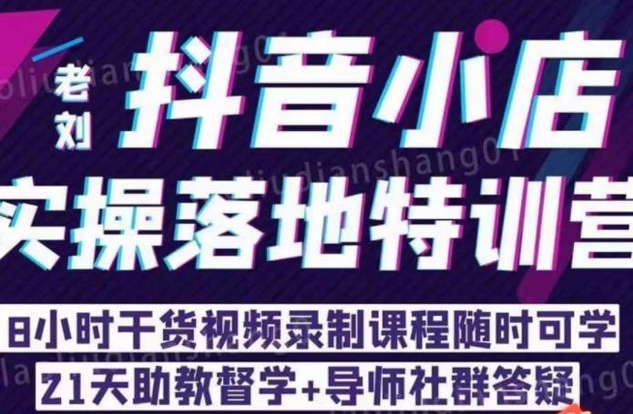 老刘·抖店商品卡流量，​抖音小店实操落地特训营，8小时干货视频录制课程随时可学-一课资源