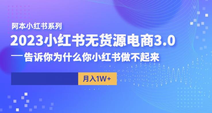 阿本小红书无货源电商3.0，告诉你为什么你小红书做不起来-一课资源