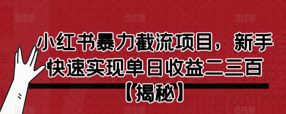 小红书暴力截流项目，新手快速实现单日收益二三百【仅揭秘】-一课资源