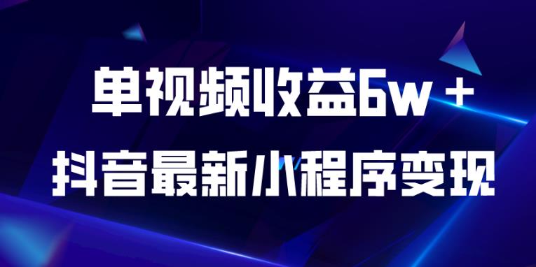 抖音最新小程序变现项目，单视频收益6w＋，小白可做【揭秘】-一课资源