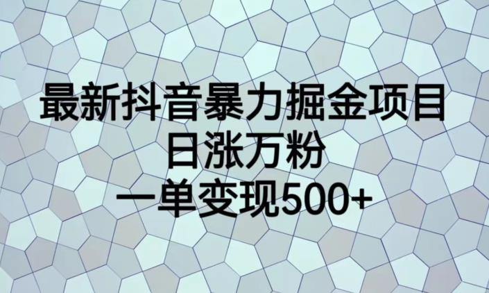 最新抖音暴力掘金项目，日涨万粉，一单变现500+【揭秘】-一课资源
