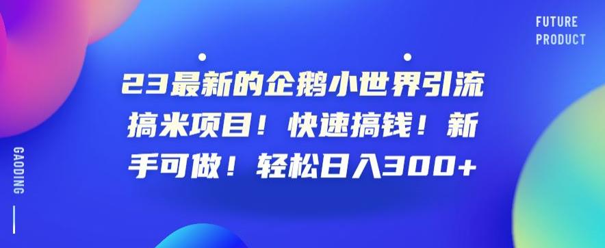 23最新的企鹅小世界引流搞米项目！快速搞钱！新手可做！轻松日入300+【揭秘】-一课资源