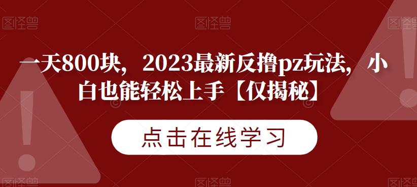 一天800块，2023最新反撸pz玩法，小白也能轻松上手【仅揭秘】-一课资源