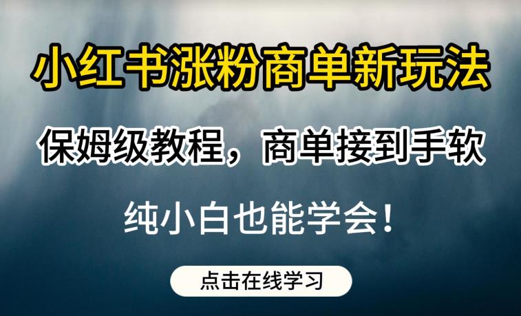 小红书涨粉商单新玩法，保姆级教程，商单接到手软，纯小白也能学会【揭秘】-一课资源