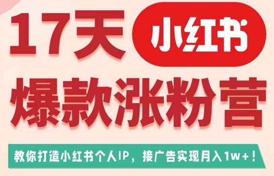 17天小红书爆款涨粉营（广告变现方向），教你打造小红书博主IP、接广告变现的-一课资源