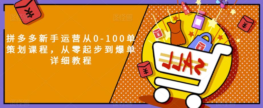 拼多多新手运营从0-100单策划课程，从零起步到爆单详细教程-一课资源