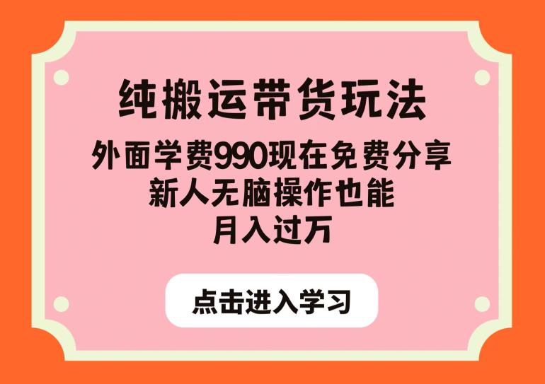 纯搬运带货玩法，外面学费990现在免费分享，新人无脑操作也能月入过万【揭秘】-一课资源