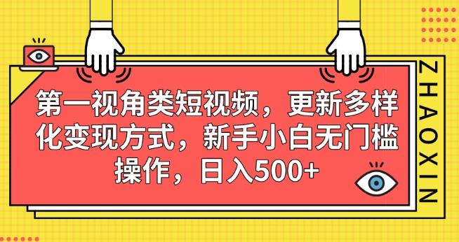 第一视角类短视频，更新多样化变现方式，新手小白无门槛操作，日入500+【揭秘】-一课资源