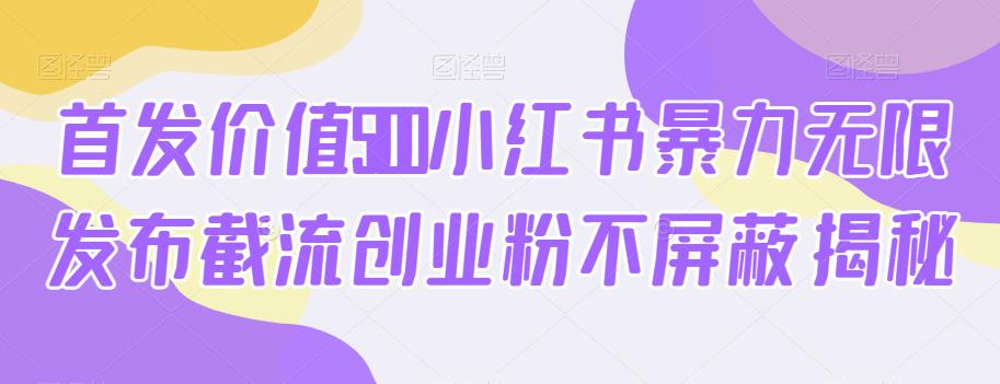 首发价值5100小红书暴力无限发布截流创业粉不屏蔽揭秘-一课资源