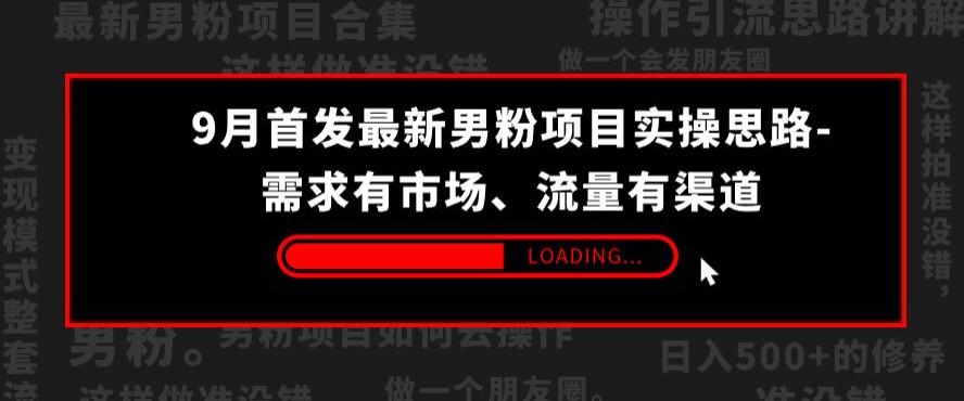 9月首发最新男粉项目实操思路-需求有市场，流量有渠道【揭秘】-一课资源