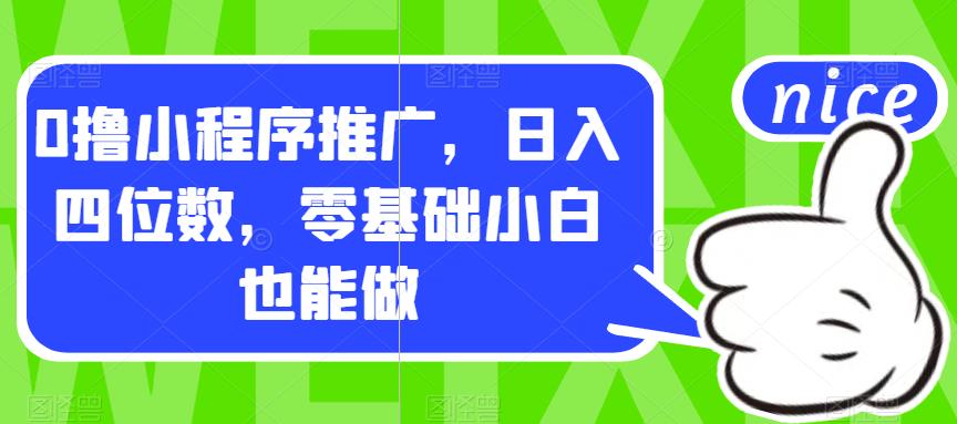 0撸小程序推广，日入四位数，零基础小白也能做【揭秘】-一课资源