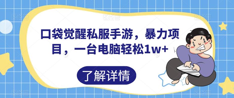 口袋觉醒私服手游，暴力项目，一台电脑轻松1w+【揭秘】-一课资源