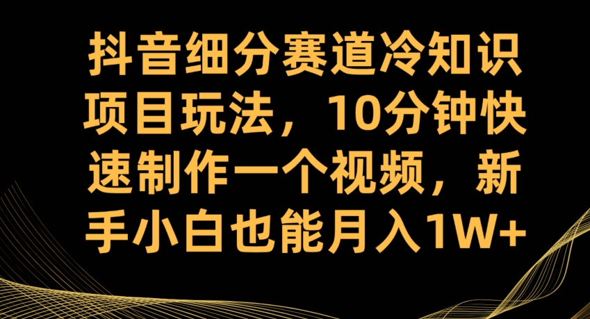 抖音细分赛道冷知识项目玩法，10分钟快速制作一个视频，新手小白也能月入1W+【揭秘】-一课资源