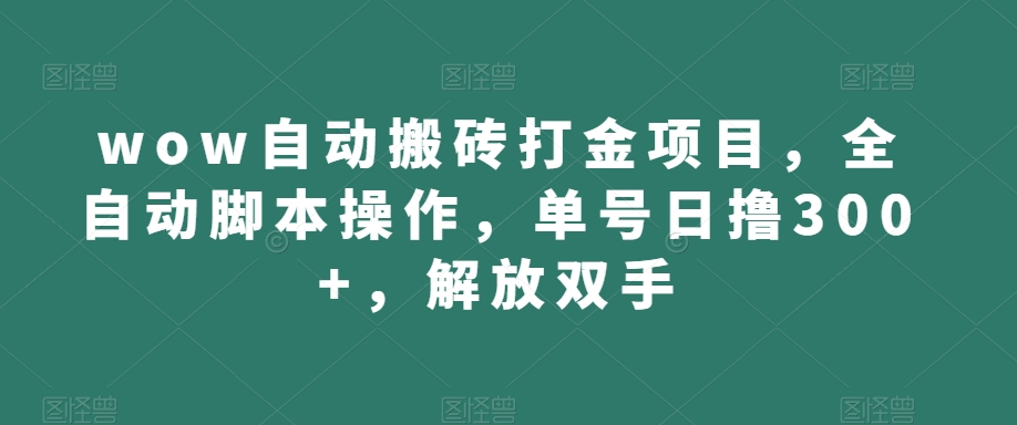 wow自动搬砖打金项目，全自动脚本操作，单号日撸300+，解放双手【揭秘】-一课资源