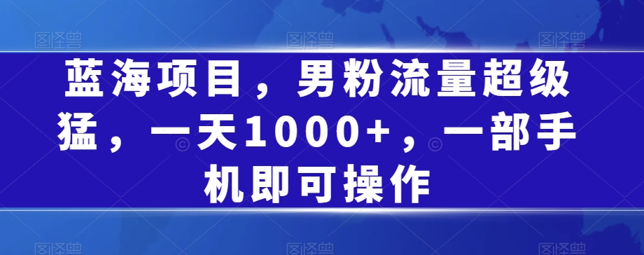 蓝海项目，男粉流量超级猛，一天1000+，一部手机即可操作【揭秘】-一课资源