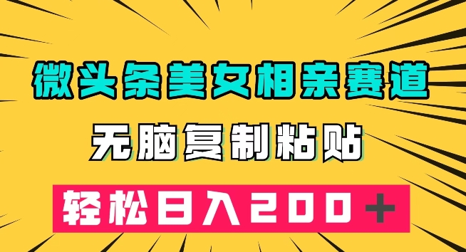 微头条冷门美女相亲赛道，无脑复制粘贴，轻松日入200＋【揭秘】-一课资源