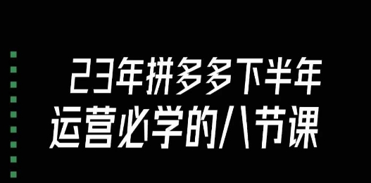 大牙·23年下半年拼多多运营必学的八节课（18节完整）-一课资源