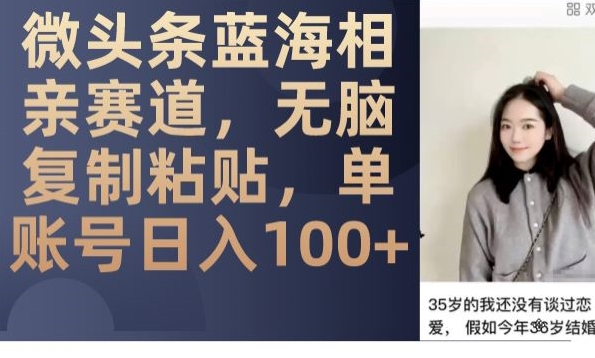 微头条蓝海相亲赛道，无脑复制粘贴，单账号日入100+-一课资源