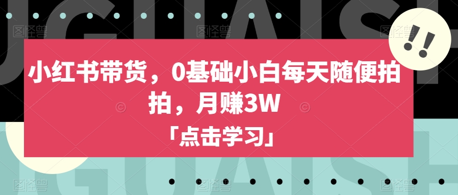 小红书带货，0基础小白每天随便拍拍，月赚3W【揭秘】-一课资源
