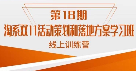 南掌柜·淘系双11活动策划和落地方案线上课18期-一课资源
