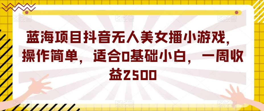 蓝海项目抖音无人美女播小游戏，操作简单，适合0基础小白，一周收益2500【揭秘】-一课资源