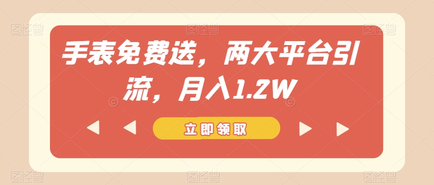 手表免费送，两大平台引流，月入1.2W【揭秘】-一课资源