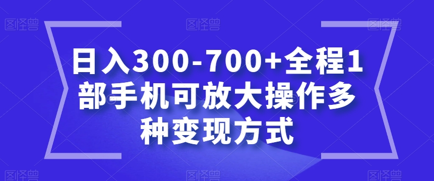 日入300-700+全程1部手机可放大操作多种变现方式【揭秘】-一课资源