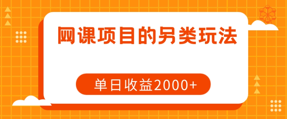 网课项目的另类玩法，单日收益2000+【揭秘】-一课资源