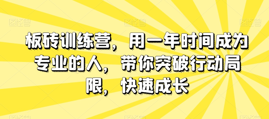 板砖训练营，用一年时间成为专业的人，带你突破行动局限，快速成长-一课资源