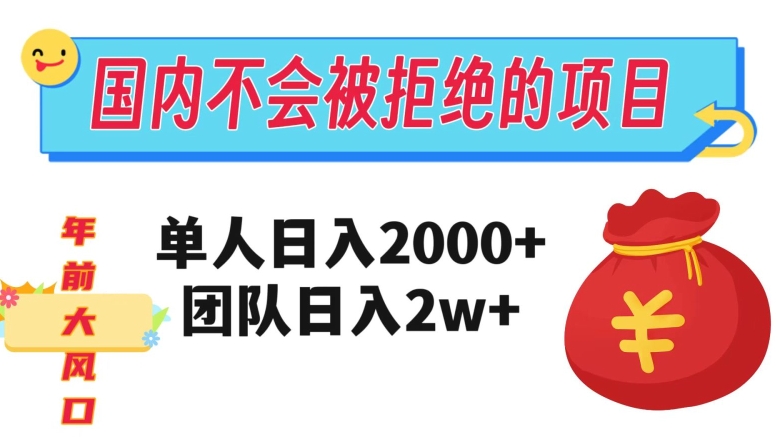 在国内不怕被拒绝的项目，单人日入2000，团队日入20000+【揭秘】-一课资源