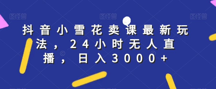 抖音小雪花卖课最新玩法，24小时无人直播，日入3000+【揭秘】-一课资源