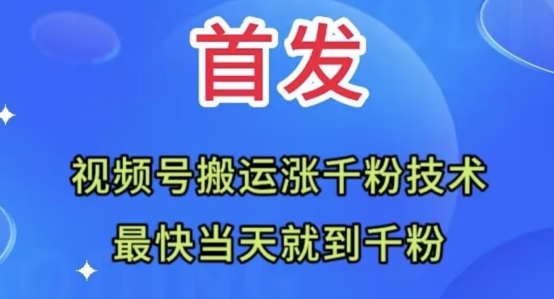 全网首发：视频号无脑搬运涨千粉技术，最快当天到千粉【揭秘】-一课资源