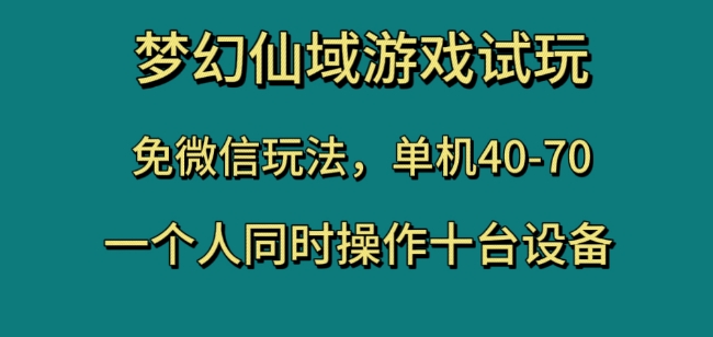 梦幻仙域游戏试玩，免微信玩法，单机40-70，一个人同时操作十台设备【揭秘】-一课资源