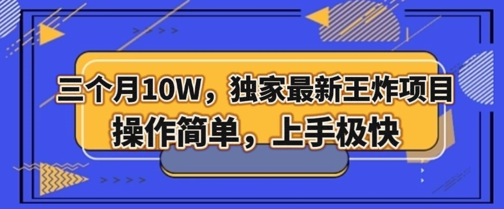 三个月10W，独家最新王炸项目！操作简单，上手极快【揭秘】-一课资源