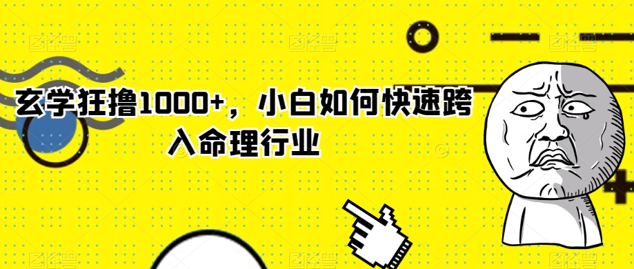 玄学狂撸1000+，小白如何快速跨入命理行业【揭秘】-一课资源
