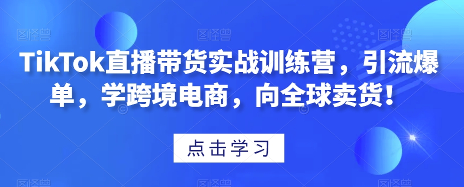 TikTok直播带货实战训练营，引流爆单，学跨境电商，向全球卖货！-一课资源