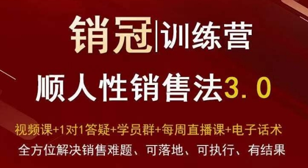 爆款！销冠训练营3.0之顺人性销售法，全方位解决销售难题、可落地、可执行、有结果-一课资源