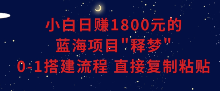 小白能日赚1800元的蓝海项目”释梦”0-1搭建流程可直接复制粘贴长期做【揭秘】-一课资源